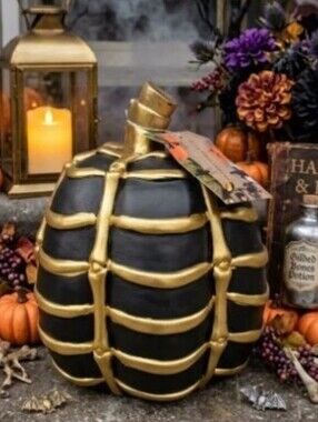 CHRISTIAN LACROIX Metallic Bone Pumpkin Decor Halloween Decor Black Pumpkin